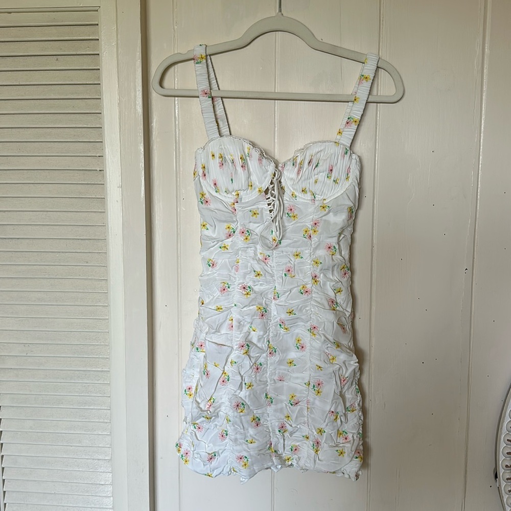 For love and lemons White Floral Mini Dress NWOT